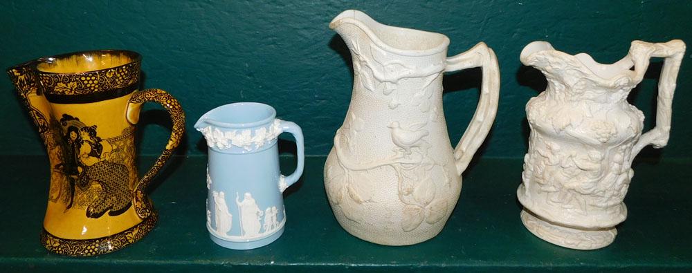2 Salt Glaze Pitchers, 1 Royal Doulton Pitcher, & 1 Wedgewood Pitcher (1 of 9)