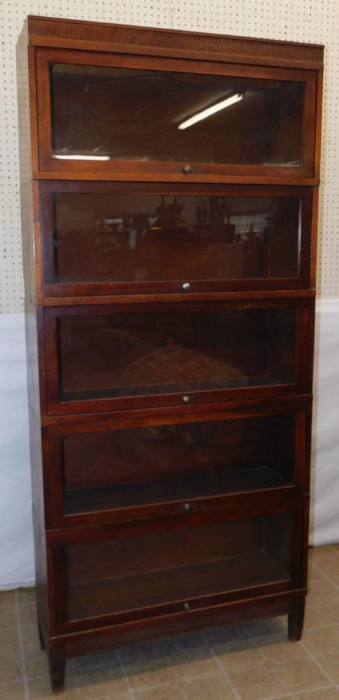 Cherry 5 Section Barrister Bookcase by Globe Wernicke (1 of 9)
