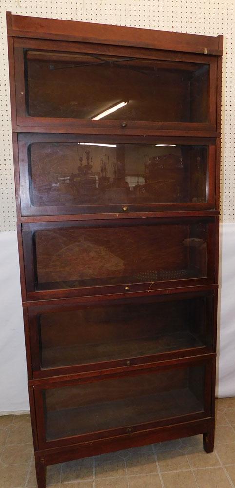 Cherry 5 Section Barrister Bookcase by Globe Wernicke (1 of 10)