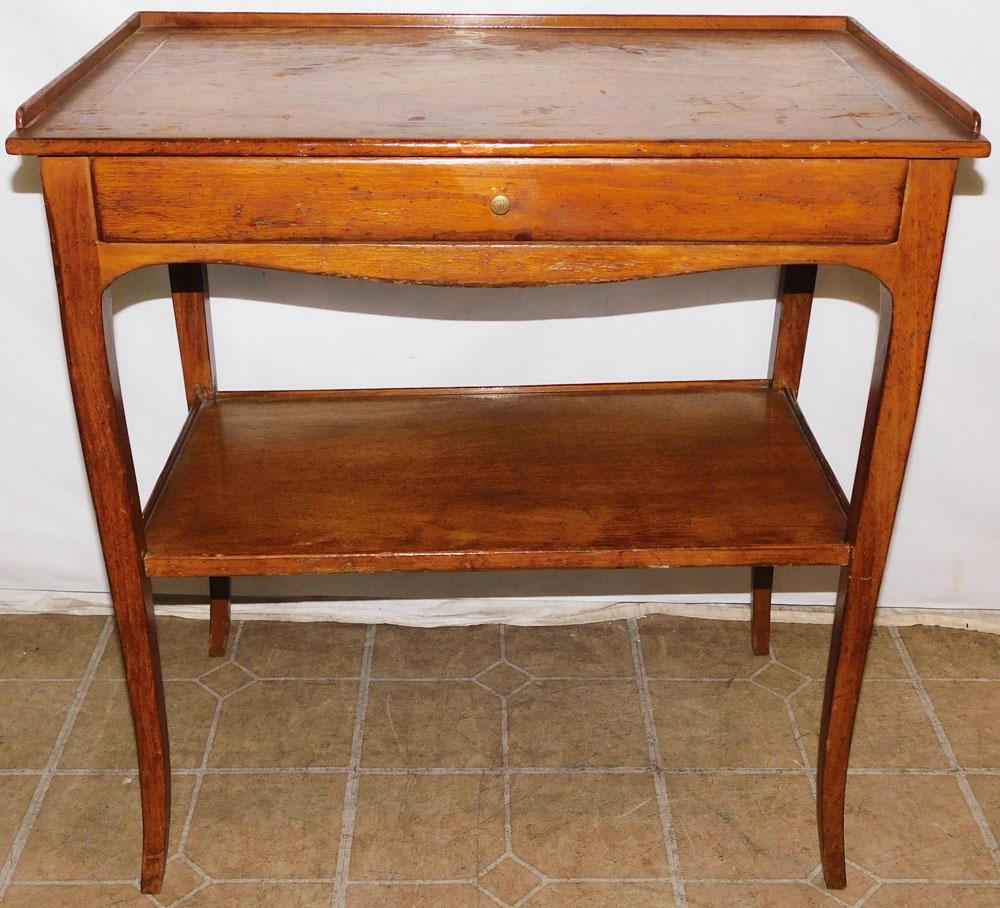 Walnut French Style 2 Tier Stand with Drawer (1 of 6)
