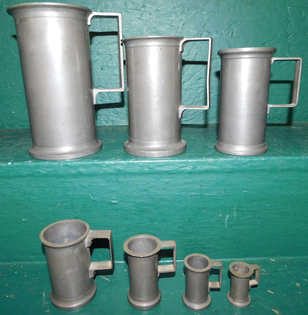 Set of 7 Graduated Pewter Measures (1 of 3)