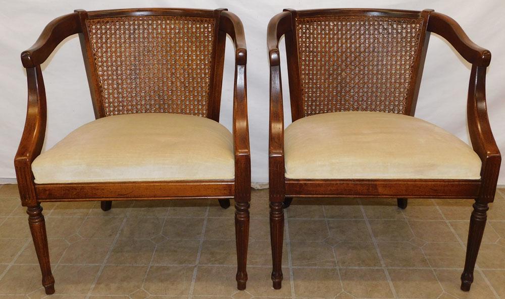 Pair of Walnut Cane Back Arm Chairs (1 of 4)