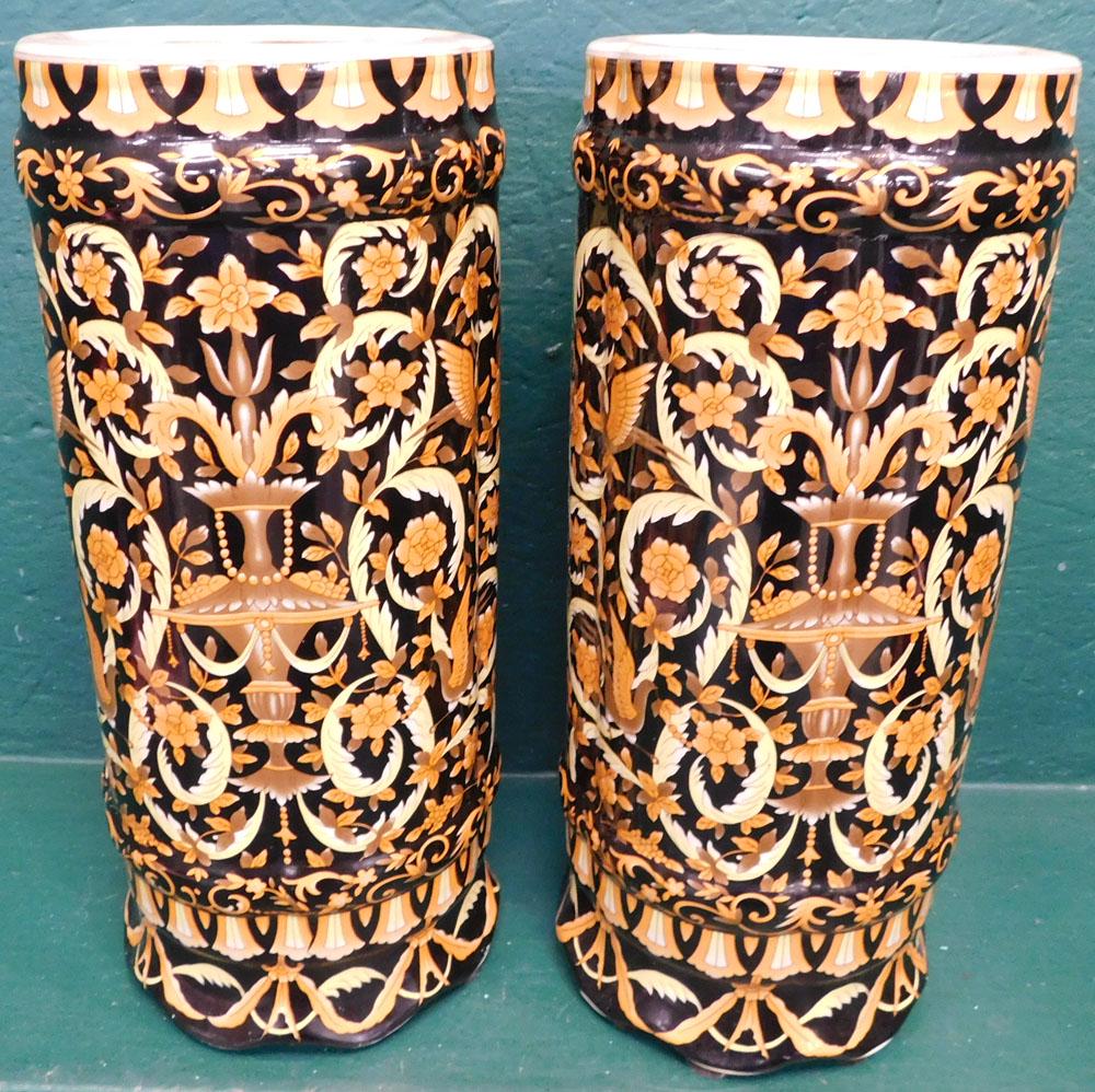 Pair of Paint Decorated Oriental Porcelain Vases: Pair of Paint Decorated Oriental Porcelain Vases . 16" H