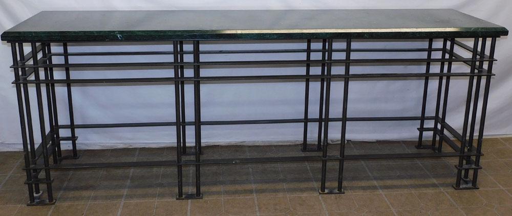 Oversized Green Marble Top Console with Metal Base (1 of 7)