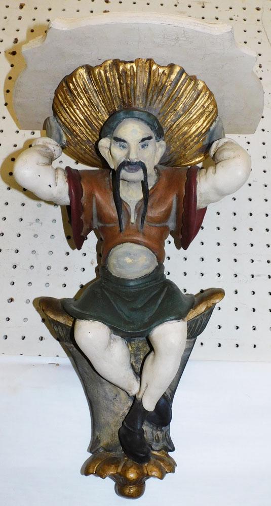 Painted Resin Oriental Figural Wall Bracket (1 of 5)