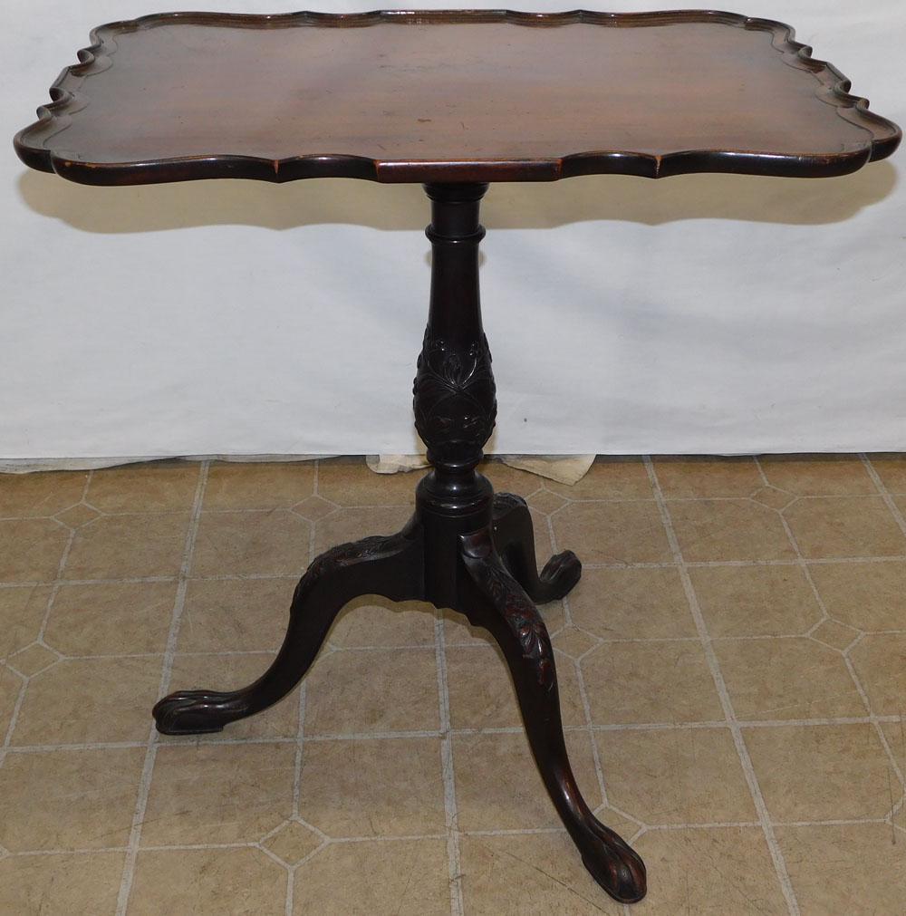 Carved Mahogany Claw Foot Tea Table: Carved Mahogany Claw Foot Tea Table. 26" W 19" D 27" H