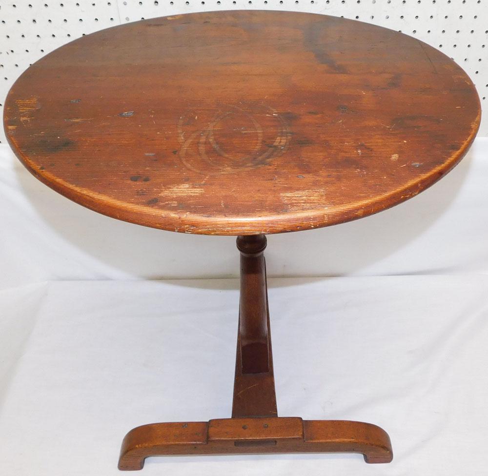 Antique Pine & Walnut Mortise & Tendon Candlestand Signed D Swanson (1 of 6)