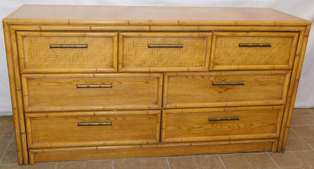 Faux Bamboo 7 Drawer Credenza by Lea Furniture: Faux Bamboo 7 Drawer Credenza by Lea Furniture . 60" W 18 1/4" D 31" H