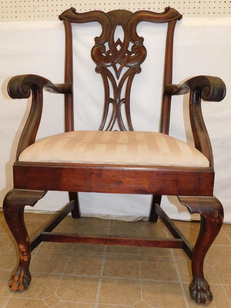 Mahogany Oversized Chippendale Style Arm Chair (1 of 5)