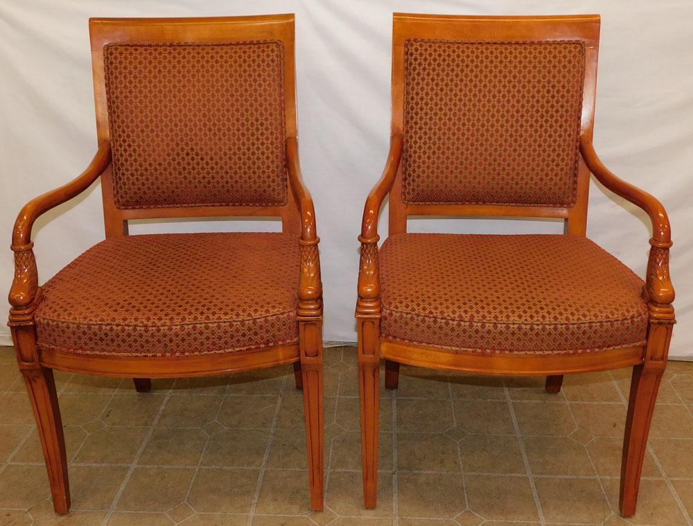 Pair of Cherry Dolphin Carved Arm Chairs (1 of 4)