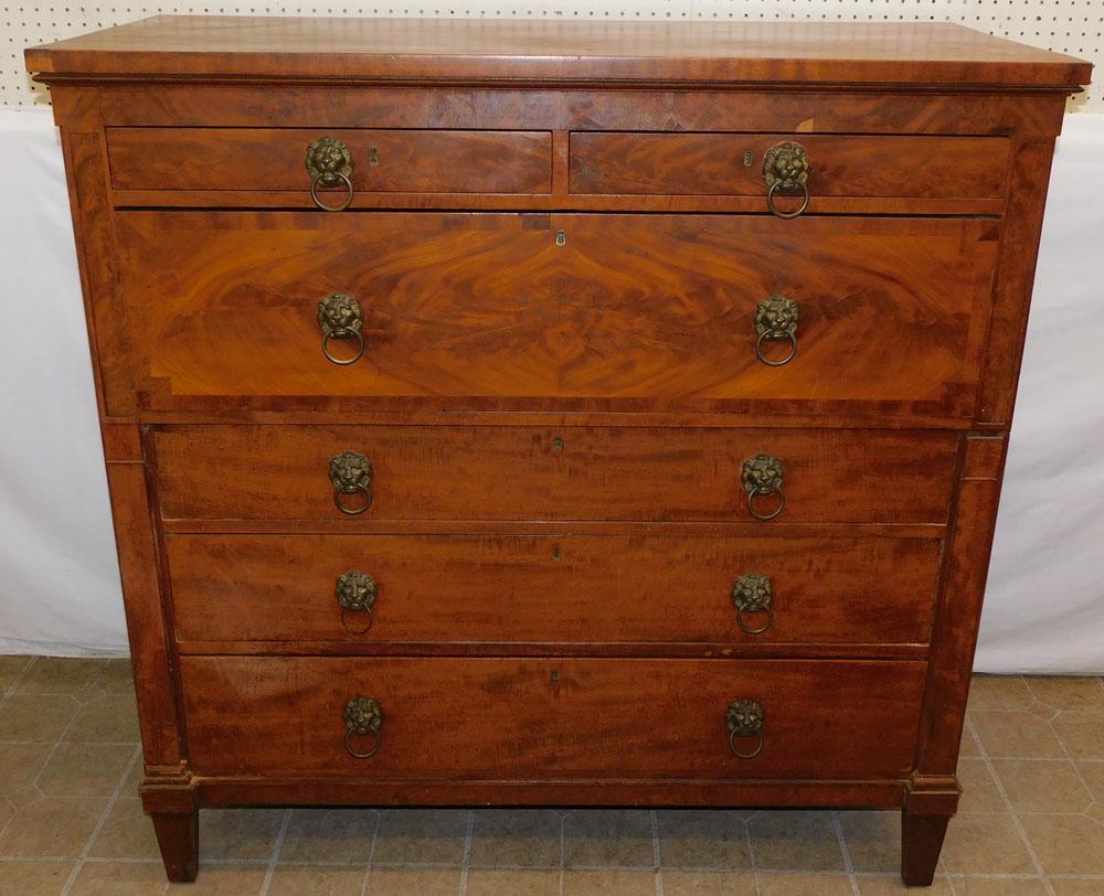 19th C Mahogany Empire 2/4 Chest (1 of 9)