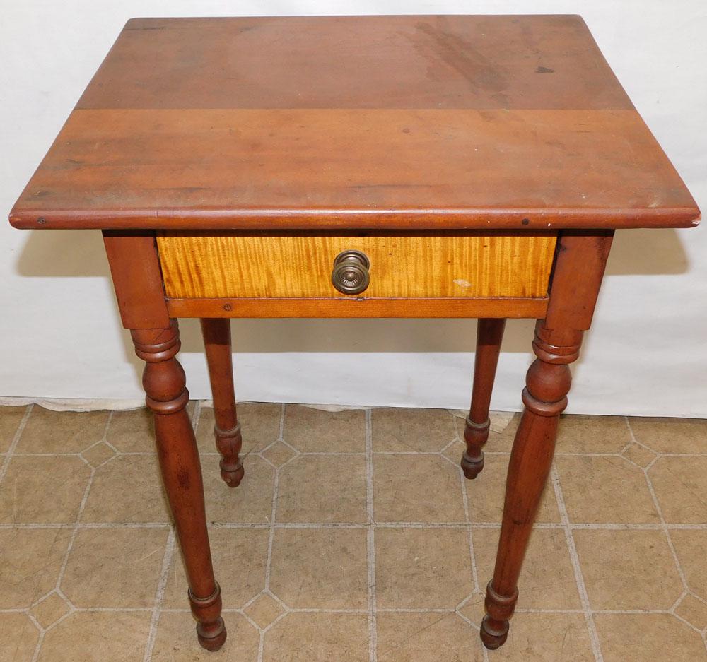 19th C Cherry & Tiger Maple 1 Drawer Stand (1 of 3)