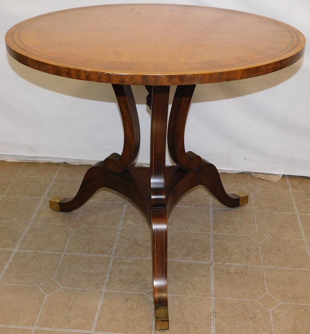 Mahogany Burl Walnut & Rosewood Banded Brass Inlaid Lamp Table (1 of 3)