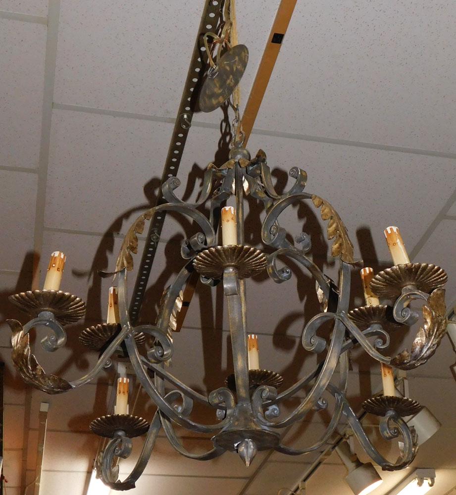 8 Light Painted Metal Chandelier (1 of 3)