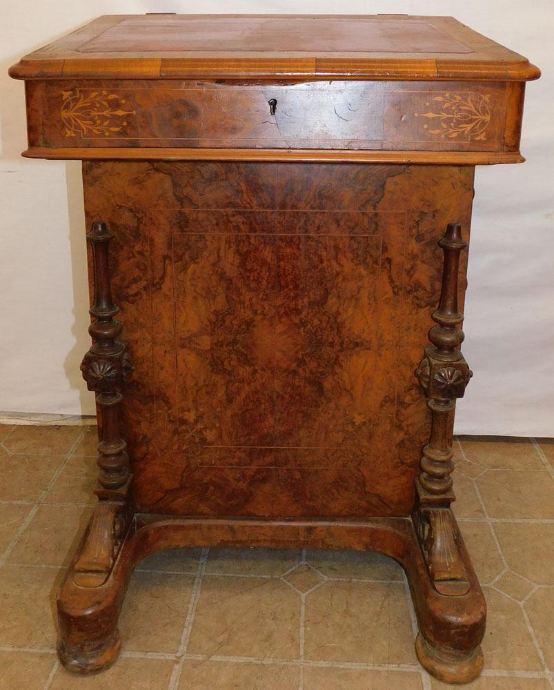 19th C Burl Walnut Davenport Desk (1 of 8)
