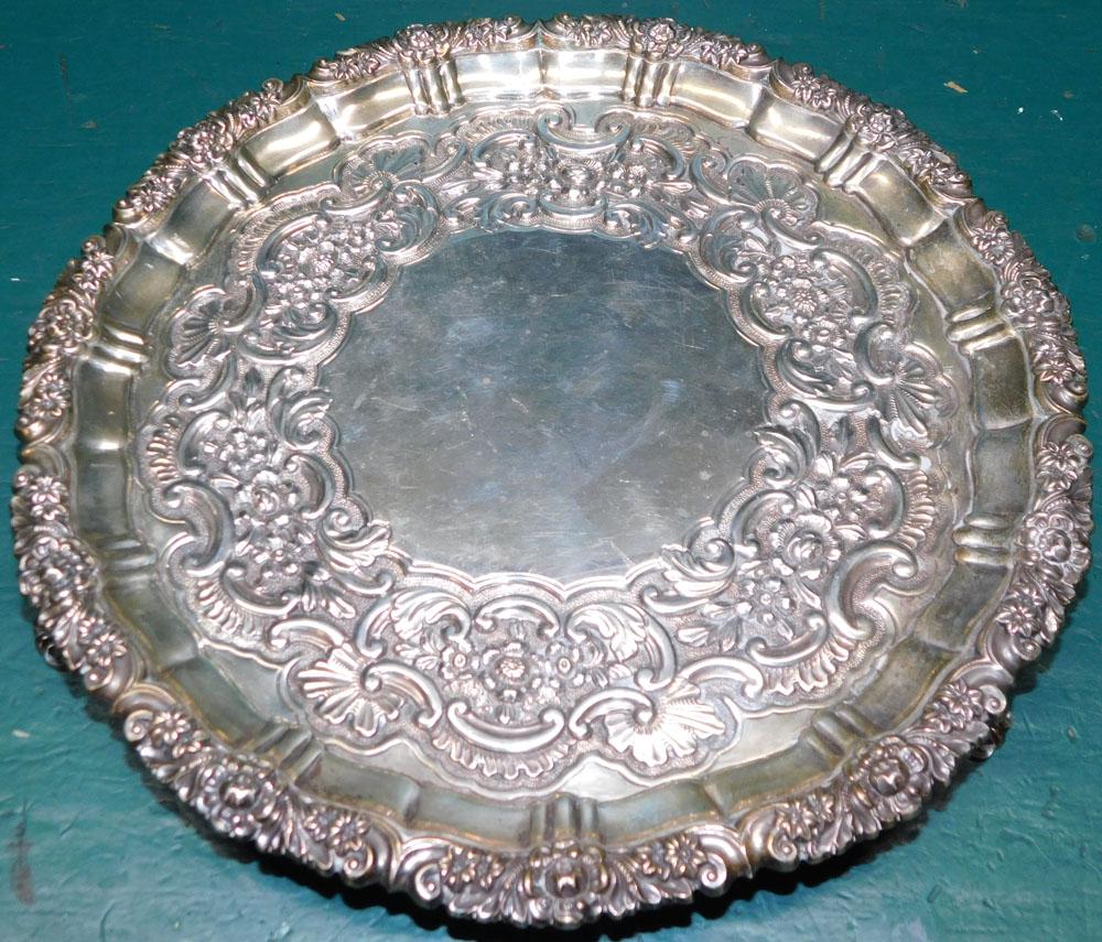 Silver Hallmarked Salver (19.6 Troy Oz.) (1 of 4)