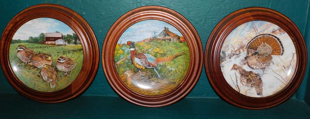 3 Framed Porcelain Game Bird Plates by Knowles (1 of 5)