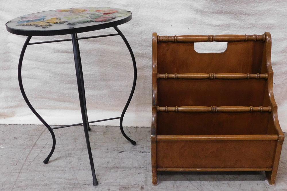 Magazine Stand & Glass Top Metal Base Stand (1 of 3)
