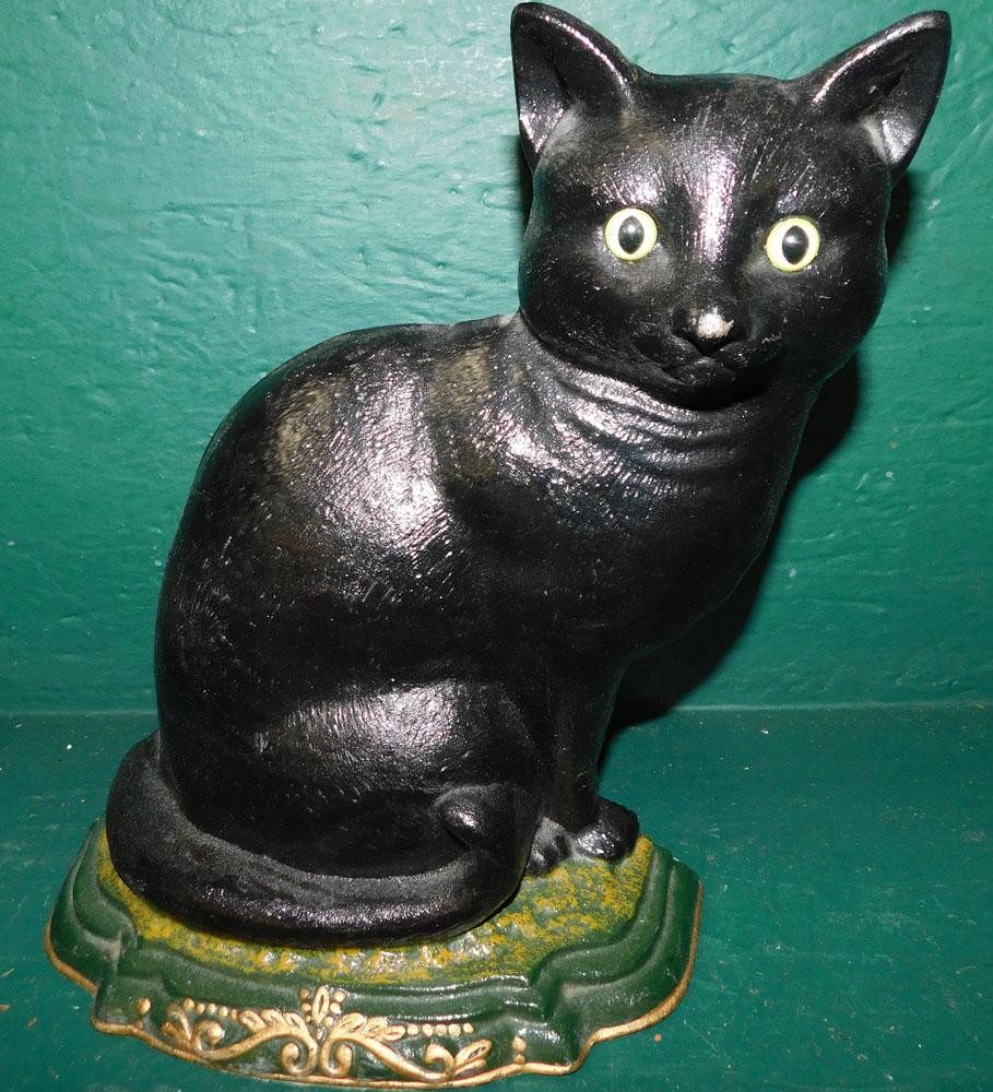 Painted Cast Iron Cat Door Stop (1 of 2)