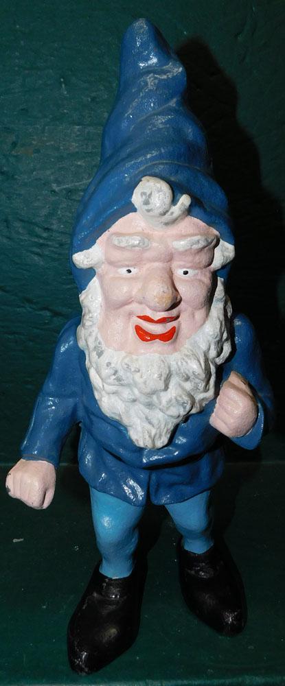 Painted Cast Aluminum Gnome Bank (1 of 2)