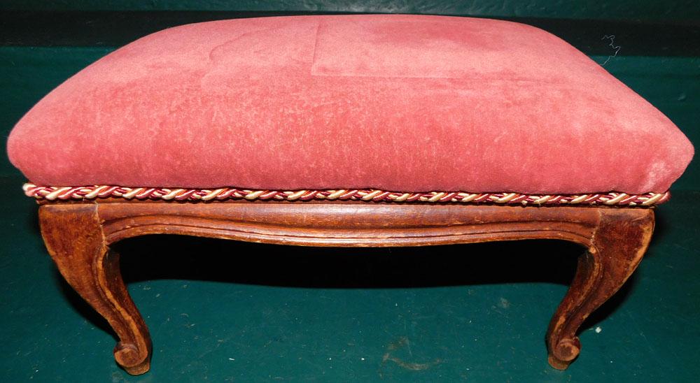 Antique French Walnut Upholstered Top Foot Stool (1 of 3)