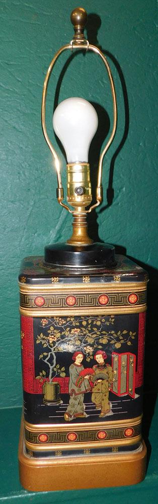 Painted Tin Tea Canister Lamp (1 of 3)