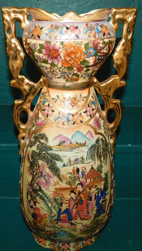Painted Oriental Porcelain Urn (1 of 2)