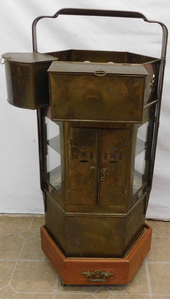 Oriental Brass Food Safe: Oriental Brass Food Safe . 32 1/2" H ALL DESCRIPTIONS AND ANY CONDITION STATEMENT GIVEN BY LANGSTON AUCTION GALLERY ARE STRICTLY OPINIONS AND LANGSTON'S SHALL HAVE NO RESPONSIBILITY FOR ERRORS OR OMIS