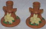 Pair of Art Pottery Candlesticks Marked Roseville