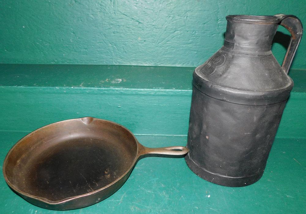 Antique Milk Jug & Cast Iron Pan (1 of 3)