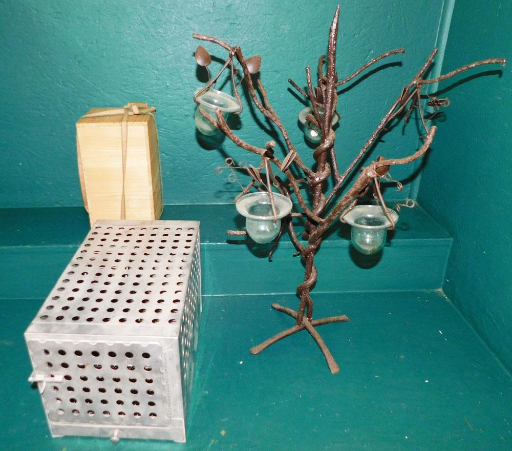 Wooden Box - Wrought Iron Tree - Animal Cage (1 of 4)