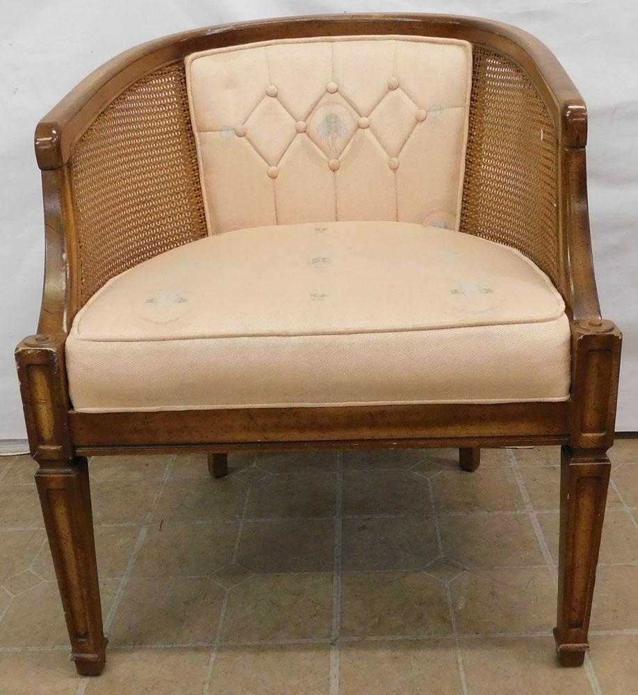 Upholstered Cane Back Arm Chair (1 of 3)