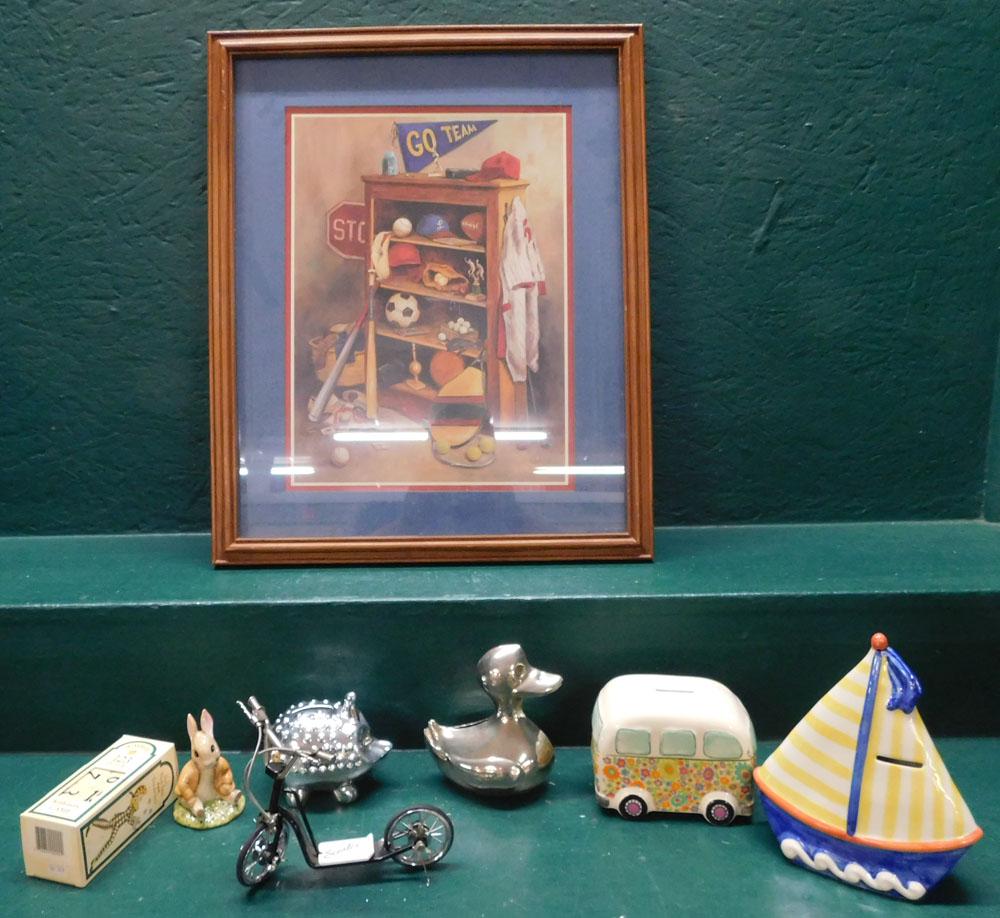 Framed Print & Misc Porcelain - Metal Items (1 of 5)