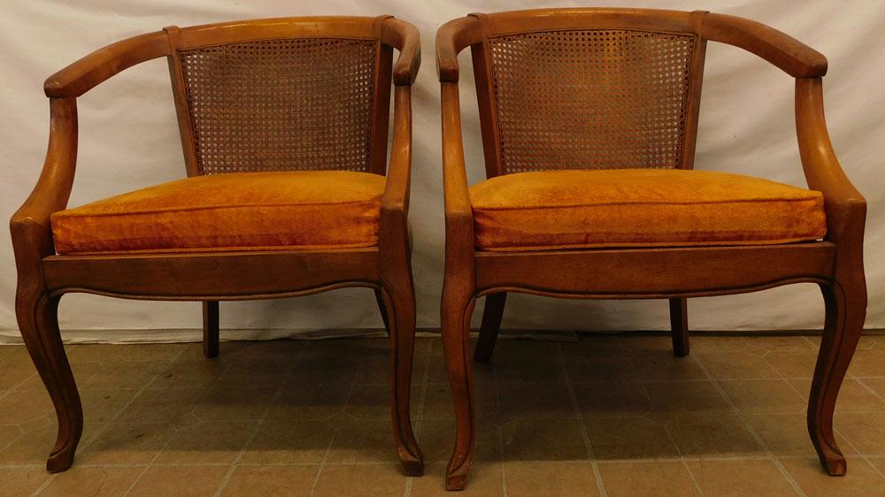 Pair Cane Back Cherry Arm Chairs (1 of 4)