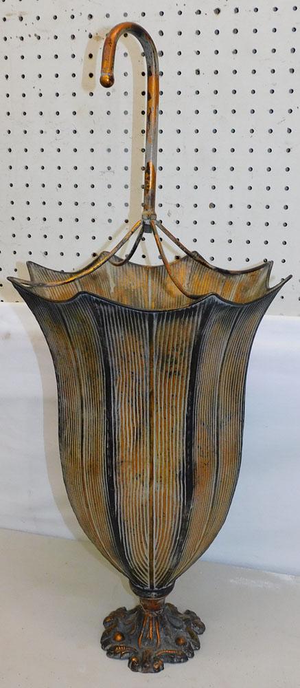 Painted Metal Umbrella Stand: Painted Metal Umbrella Stand . 29 1/4" H "ALL DESCRIPTIONS AND ANY CONDITION STATEMENT GIVEN BY LANGSTON AUCTION GALLERY ARE STRICTLY OPINIONS AND LANGSTON'S SHALL HAVE NO RESPONSIBILITY FOR ERRORS OR