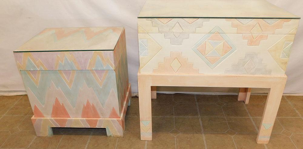 2 Paint Decorated Boxes on Stands (1 of 3)