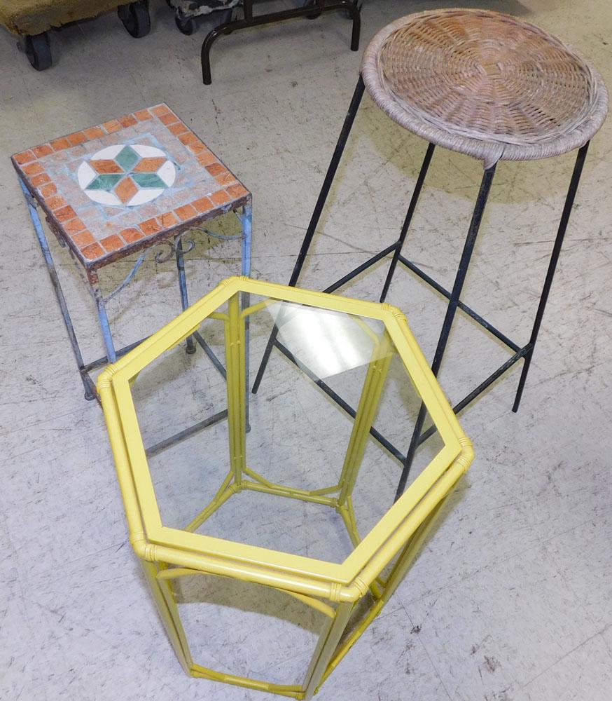Metal Bar Stool & 2 Plant Stands (1 of 2)