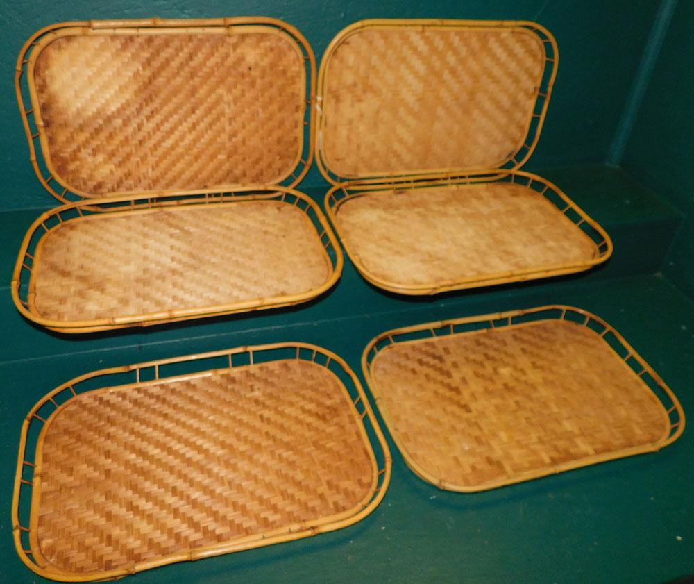 Set of 6 Vintage Faux Bamboo Serving Trays (1 of 4)