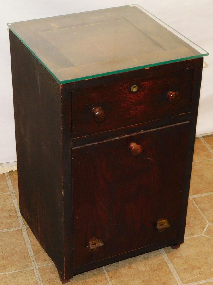 Antique Oak Glass Top Stand Auction