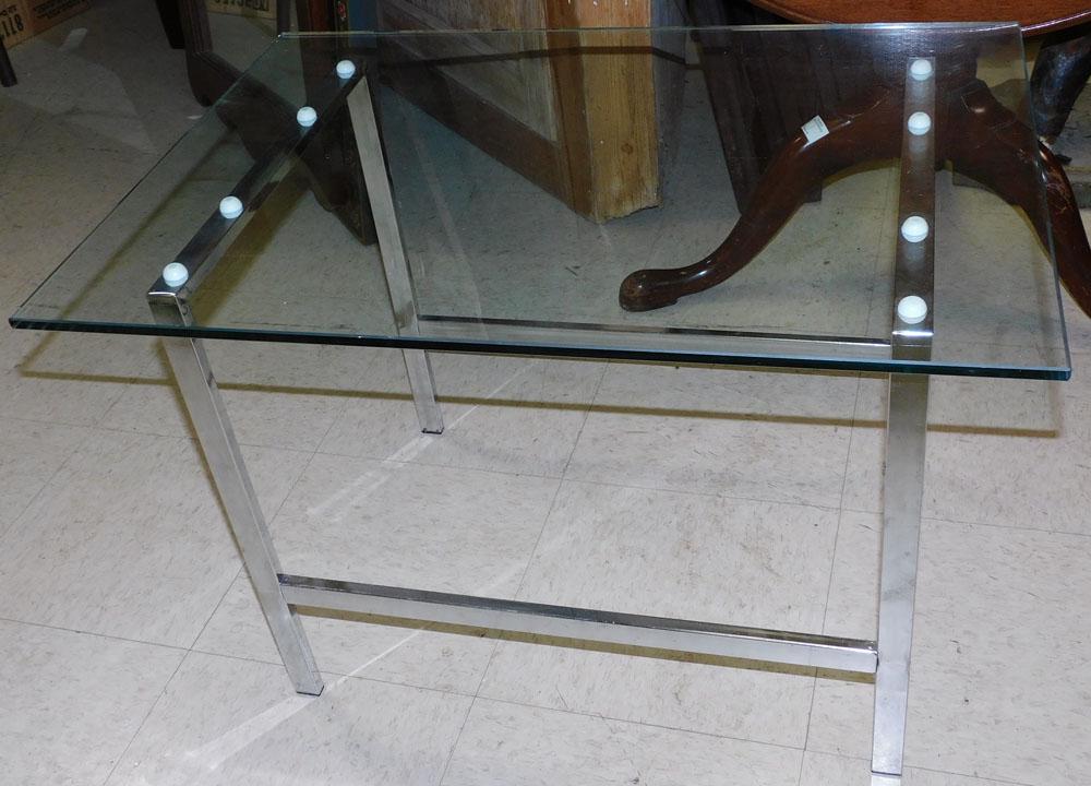 Chrome & Glass Top Tea Table (1 of 2)