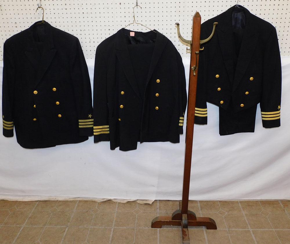Navy Uniforms & Coat Rack: Navy Uniforms & Coat Rack. Up to 54" H "ALL DESCRIPTIONS AND ANY CONDITION STATEMENT GIVEN BY LANGSTON AUCTION GALLERY ARE STRICTLY OPINIONS AND LANGSTON'S SHALL HAVE NO RESPONSIBILITY FOR ERRORS OR O