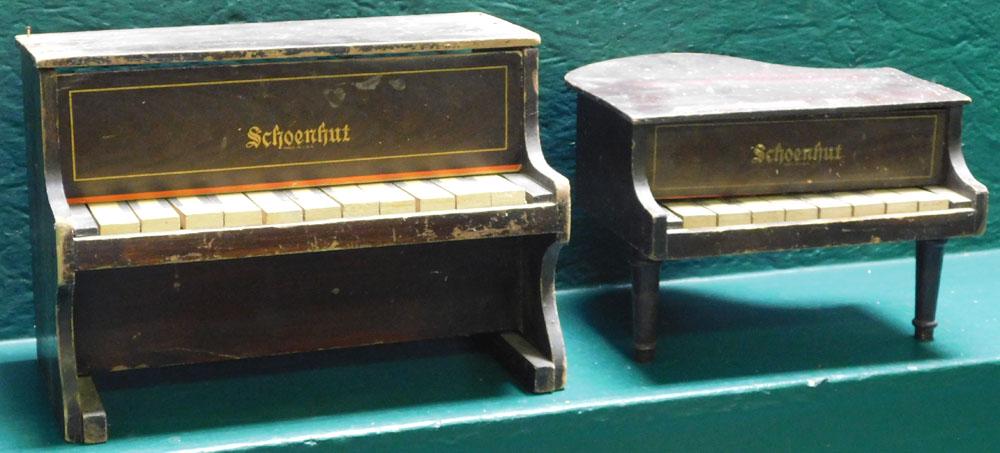 Early Child's Toy Upright Piano & Baby Grand Piano, (1 Missing Leg) (1 of 4)