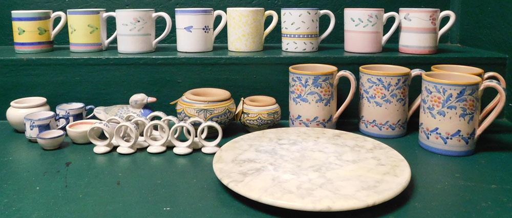 Lot Hand Painted Porcelain Mugs: Lot Hand Painted Porcelain Mugs. "ALL DESCRIPTIONS AND ANY CONDITION STATEMENT GIVEN BY LANGSTON AUCTION GALLERY ARE STRICTLY OPINIONS AND LANGSTON'S SHALL HAVE NO RESPONSIBILITY FOR ERRORS OR OMISSIO