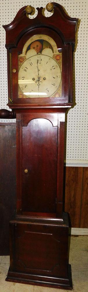 19th Century Mahogany 8 Day Grandfather Clock with Painted Dial (1 of 4)