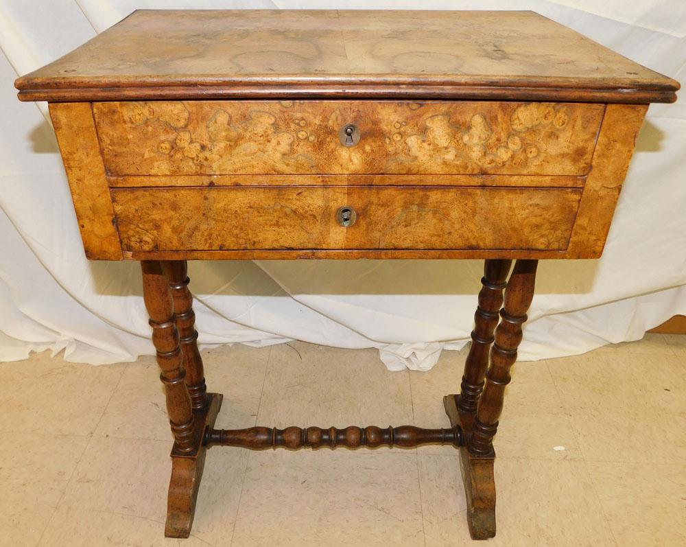 19th Century Burl Walnut 2 Drawer Stand (1 of 7)