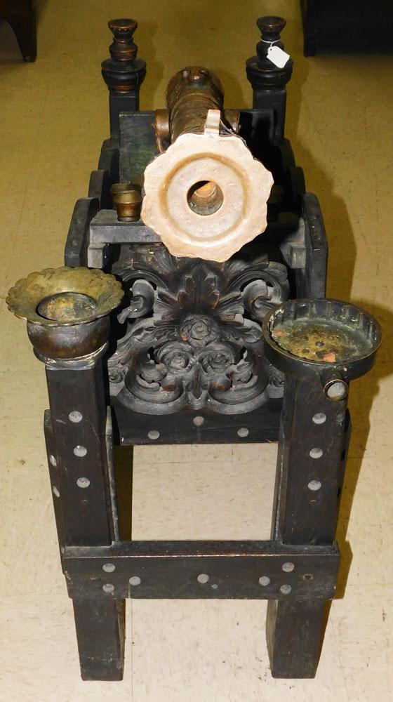Antique Bronze Cannon on Carved Walnut Stand (1 of 9)