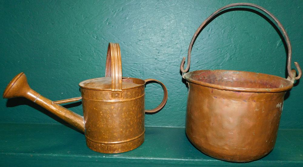 Antique Copper Bucket & Watering Can (1 of 4)