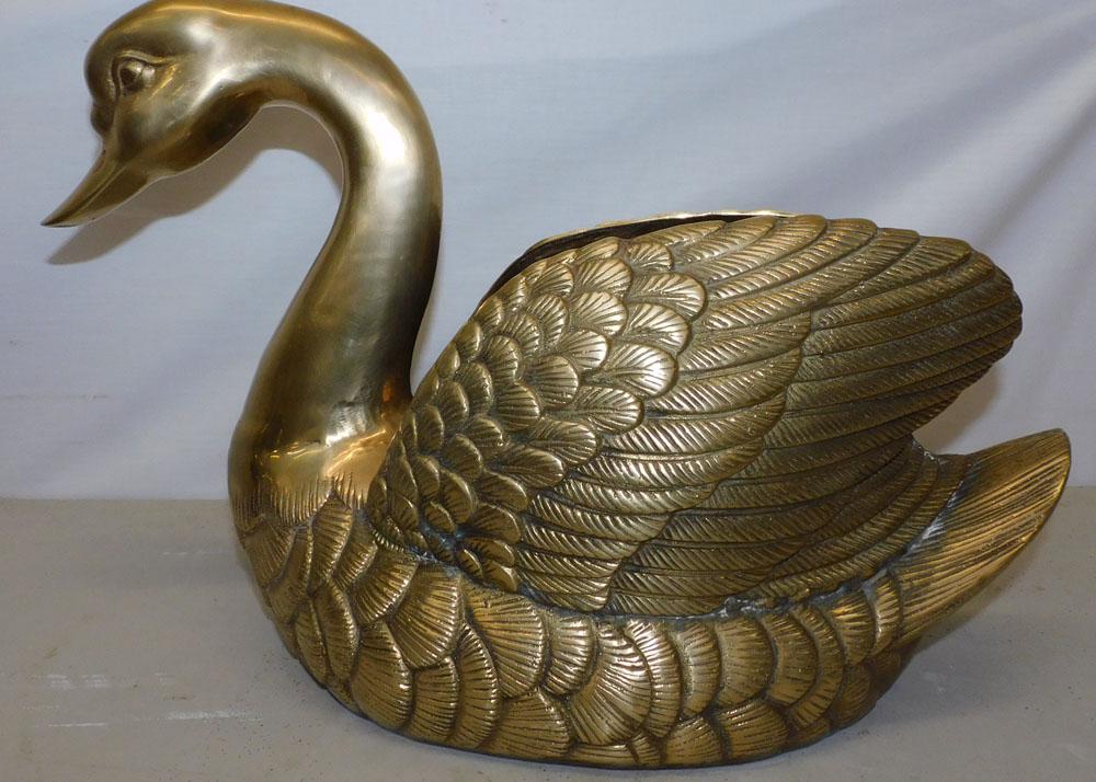 Cast Brass Swan Planter (1 of 5)