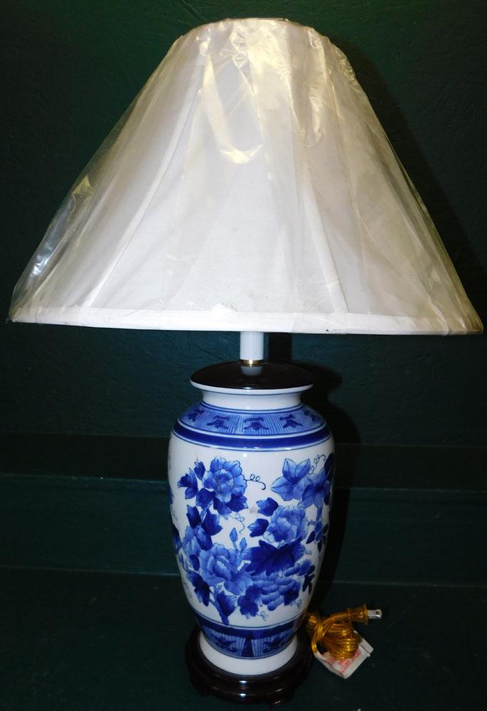 Oriental Blue & White Porcelain Vase Made Into Lamp (1 of 2)