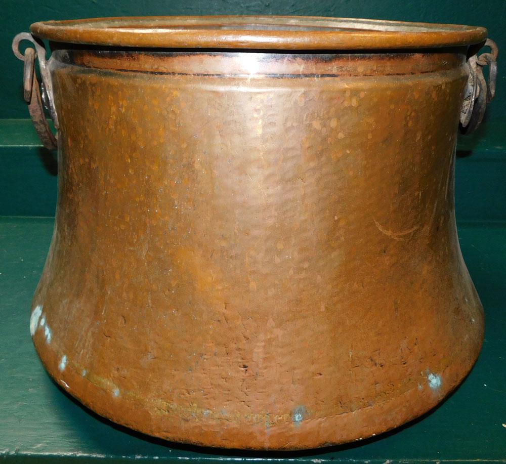 Large Antique Copper Pot with Wrought Iron Handles (1 of 4)